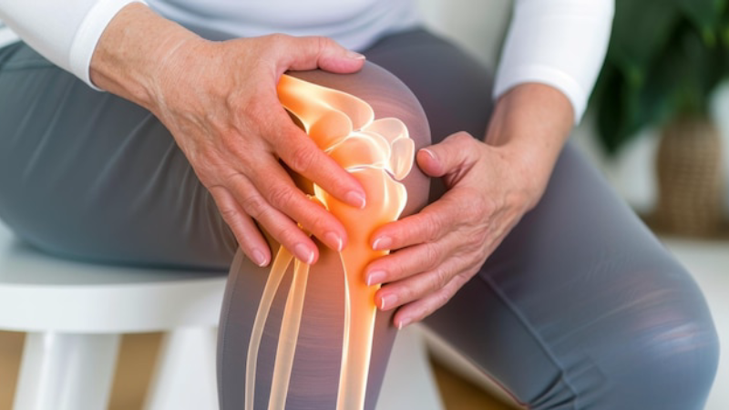 person rubbing aching knee joint