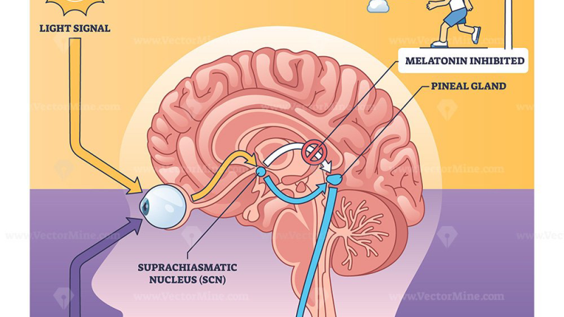 suprachiasmatic nucleus circadian clock illustration