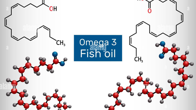 omega-3 molecular structure with eye illustration