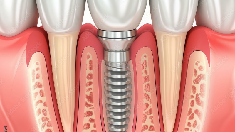 dental implant cross-section in jawbone