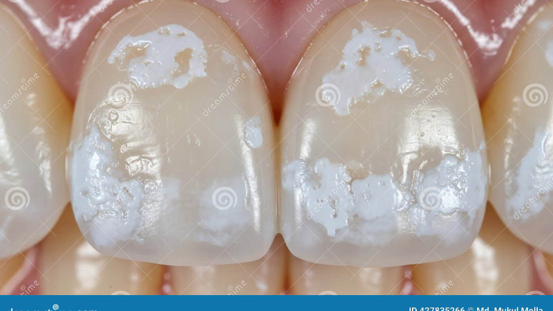 cross-section of tooth enamel showing demineralized subsurface lesion