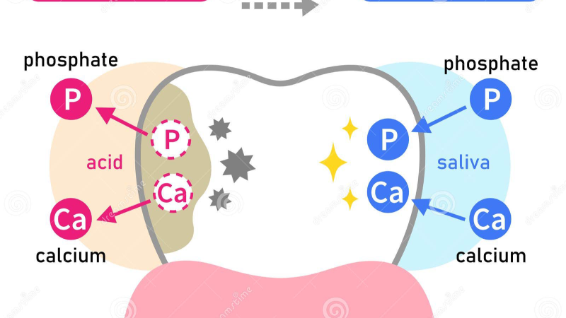 teeth with early cavity and remineralization process illustration
