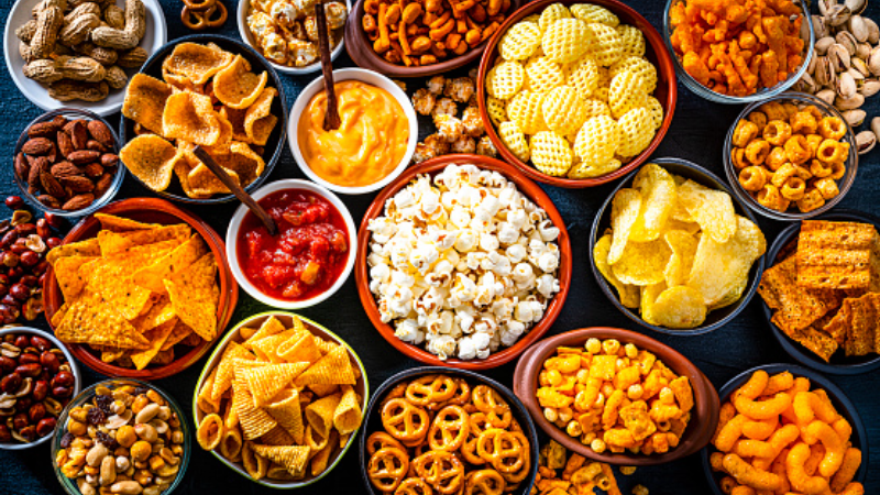 processed foods high in sodium close up