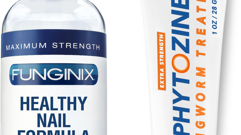 bottles of natural supplements and healthy nails