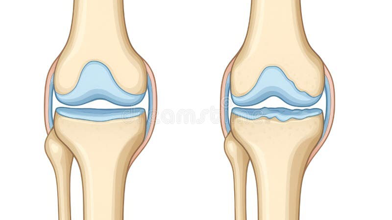 osteoarthritic knee joint cross-section illustration