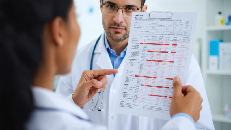 man holding lab report looking confused