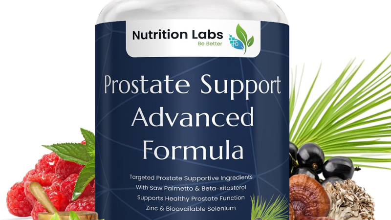 bottle of natural supplement with prostate-friendly ingredients