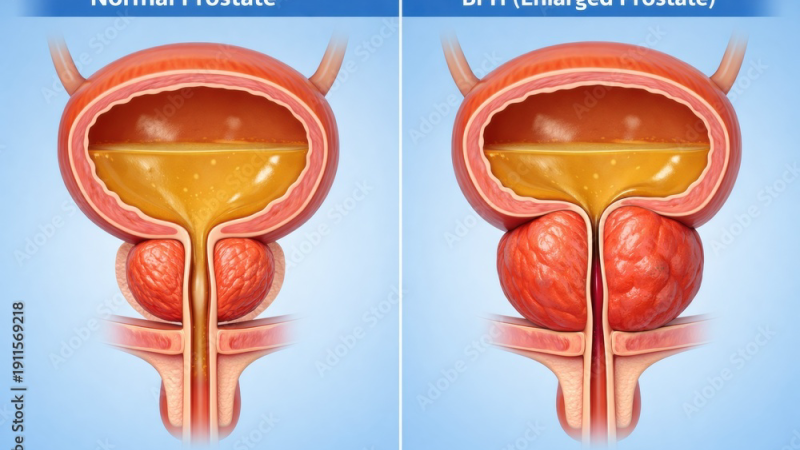 prostate gland anatomy with urethra compression