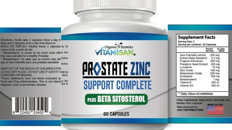 supplement capsules with molecular structures of beta-sitosterol and zinc