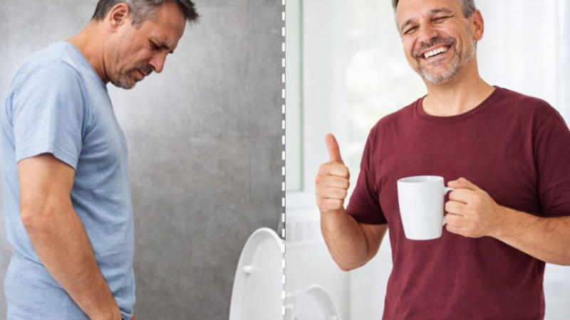 illustration of urinary stream flow before and after treatment