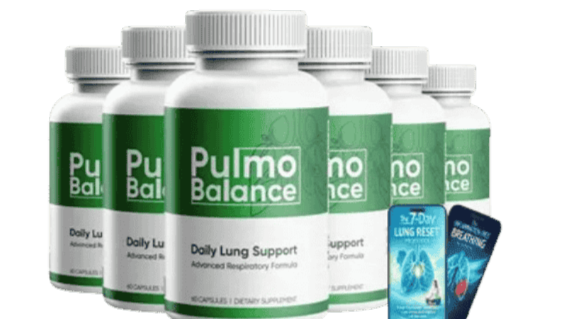 bottle of Pulmo Balance supplement with capsules