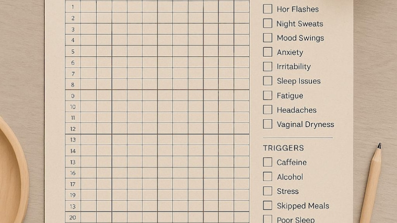 woman checking calendar menopause symptoms