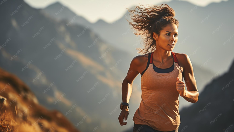 woman jogging in park sweating